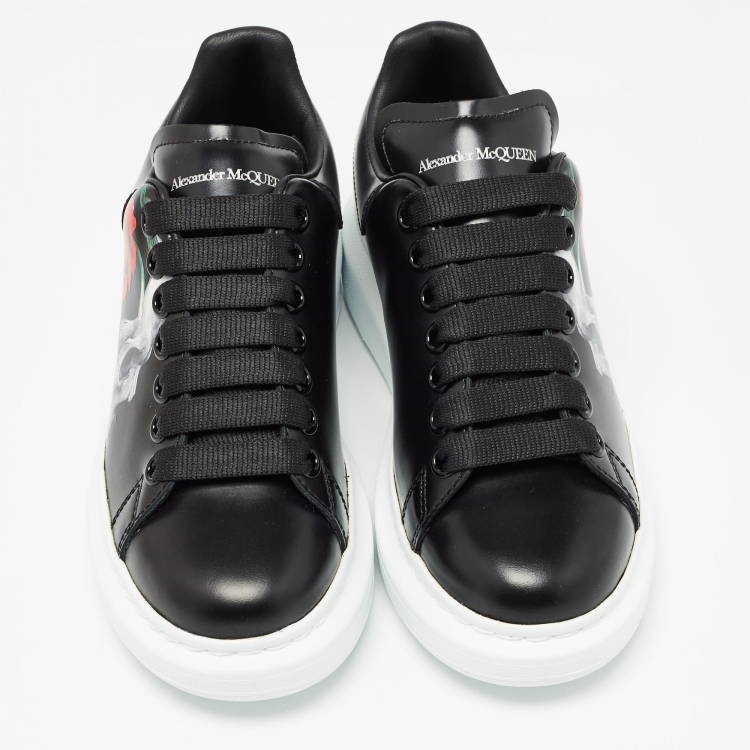 Pre Owned Alexander McQueen Black Leather Trainers Sneakers Size 35