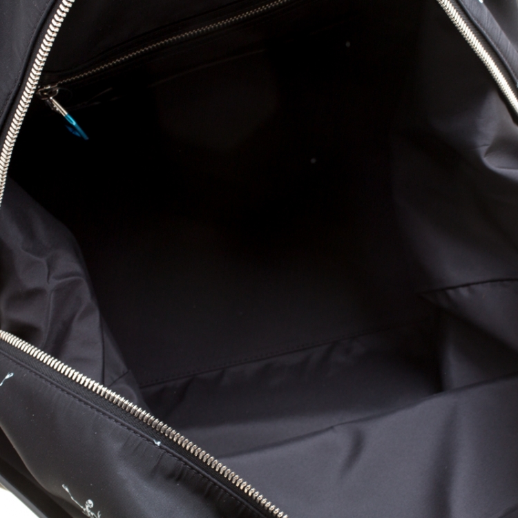 Pre Owned Alexander McQueen Black Nylon Medium Dancing Skeleton Holdall 