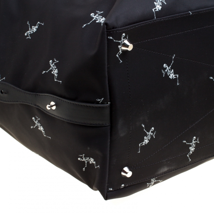 Pre Owned Alexander McQueen Black Nylon Medium Dancing Skeleton Holdall 