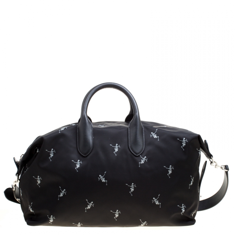 Pre Owned Alexander McQueen Black Nylon Medium Dancing Skeleton Holdall 