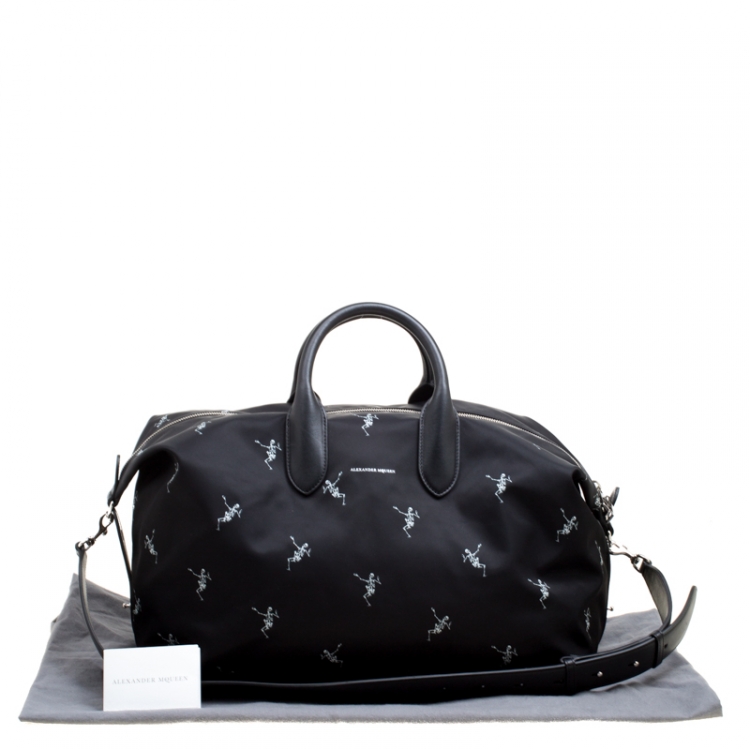 Pre Owned Alexander McQueen Black Nylon Medium Dancing Skeleton Holdall 