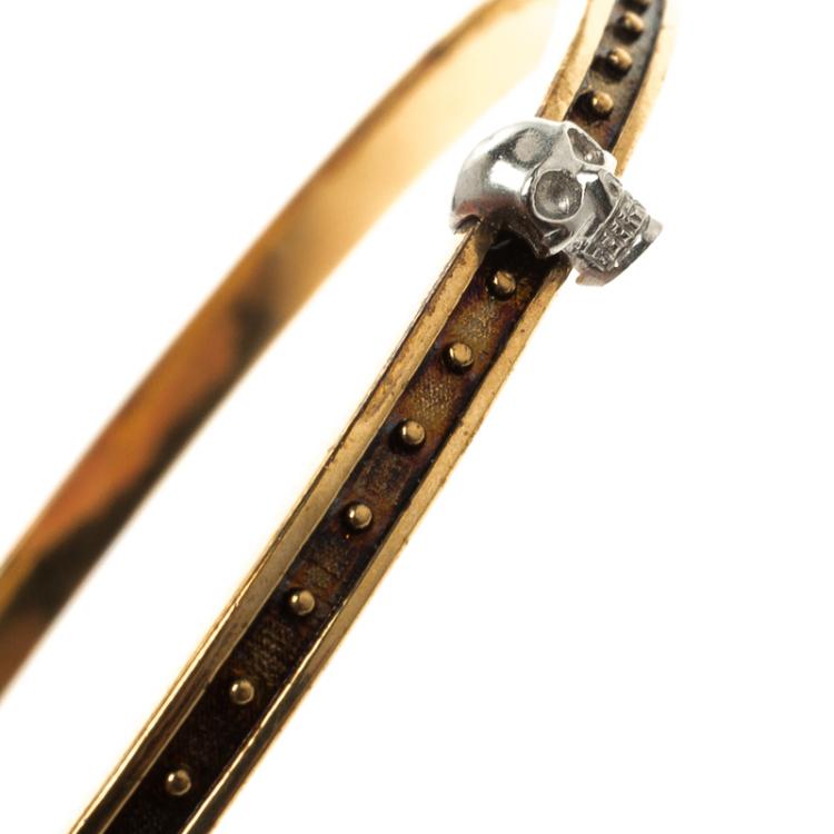 Pre Owned Alexander McQueen Armour Skull Gold Tone Set of 4 Bangles One Size