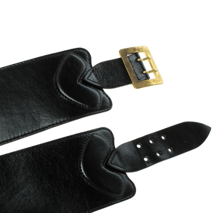 Pre Owned Alexander McQueen Black Leather Waist Belt 75cm