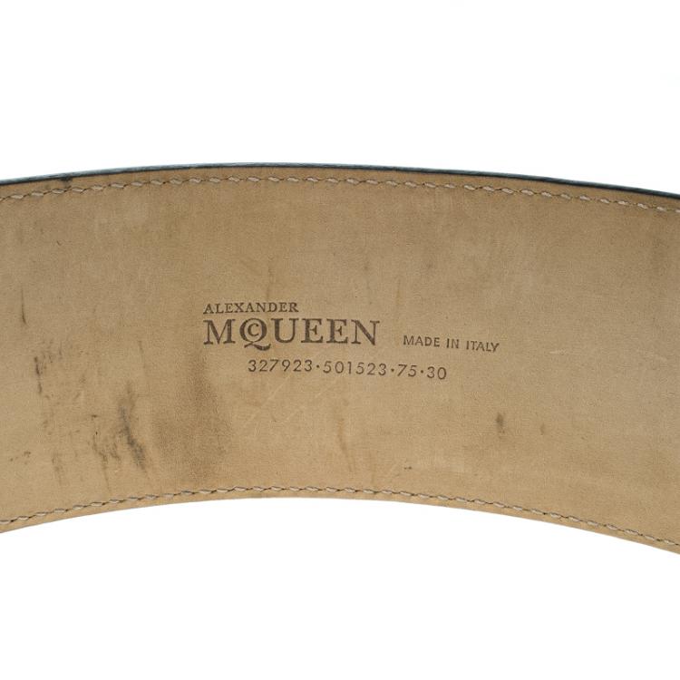 Pre Owned Alexander McQueen Black Leather Waist Belt 75cm