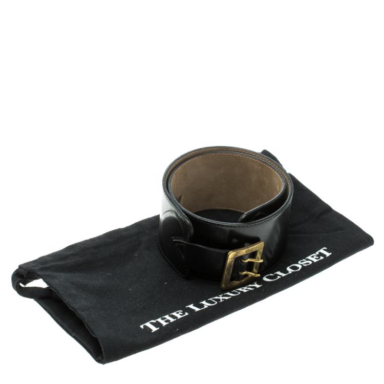 Pre Owned Alexander McQueen Black Leather Waist Belt 75cm