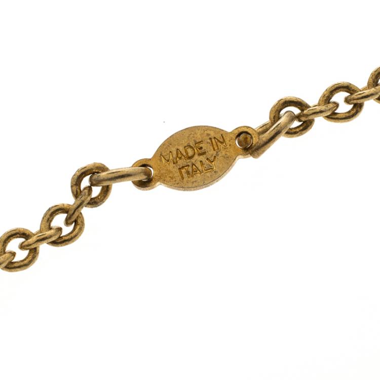 Pre Owned Alexander McQueen Butterfly Gold Tone Pendant Necklace 