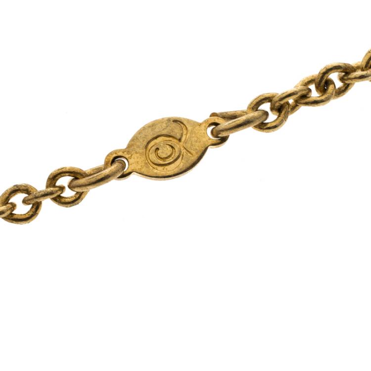 Pre Owned Alexander McQueen Butterfly Gold Tone Pendant Necklace 