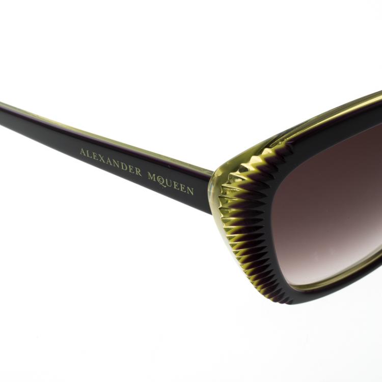 Pre Owned Alexander McQueen Purple/Green AMQ 4178/S Cat Eye Sunglasses