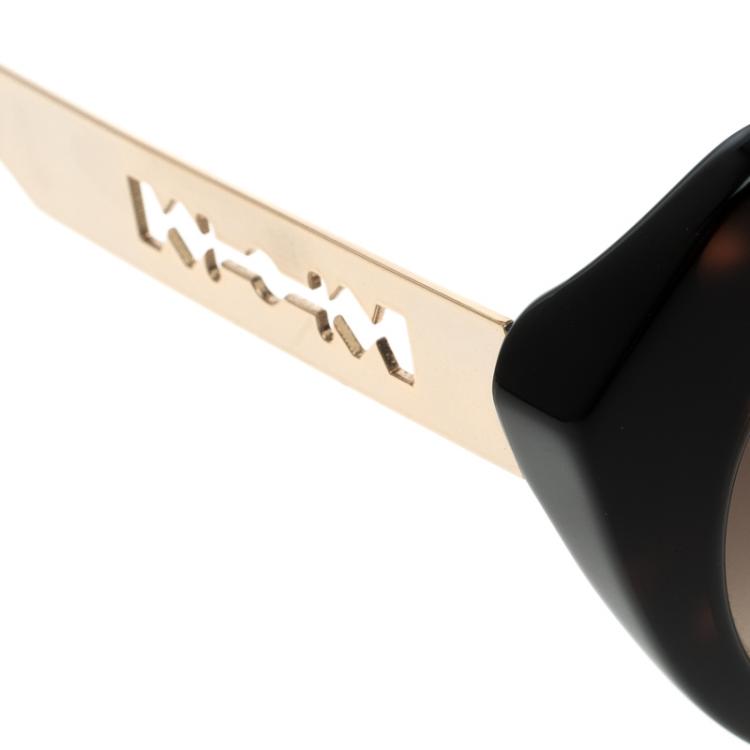 Pre Owned Alexander MCQueen Dark Brown Tortoise MCQ 0017/S Cat Eye Sunglasses
