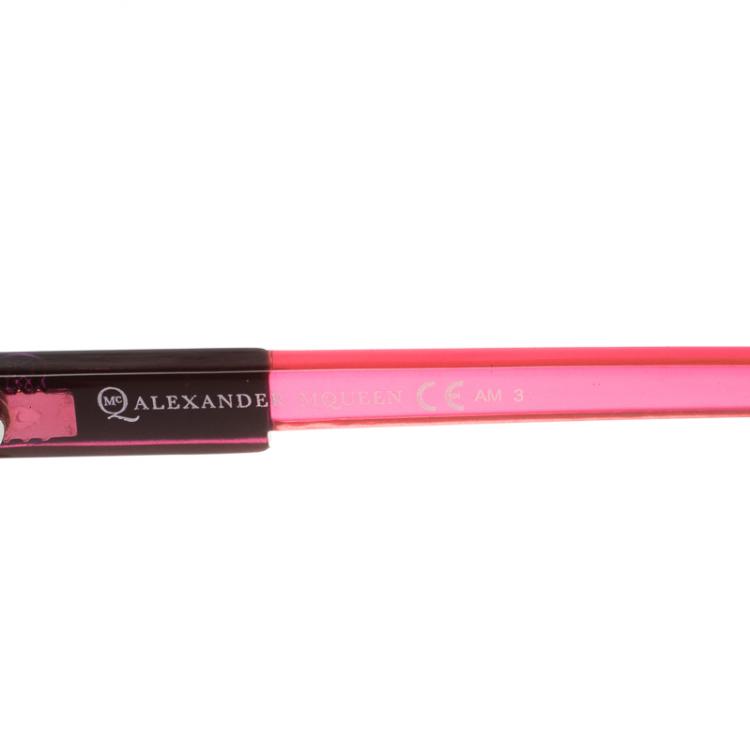 Pre Owned Alexander McQueen Tranparent Pink/Purple MCQ 0047/S Wayfarer Sunglasses