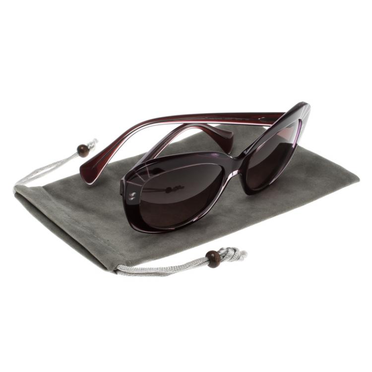 Pre Owned Alexander McQueen Purple AMQ 4214/S Cat Eye Sunglasses