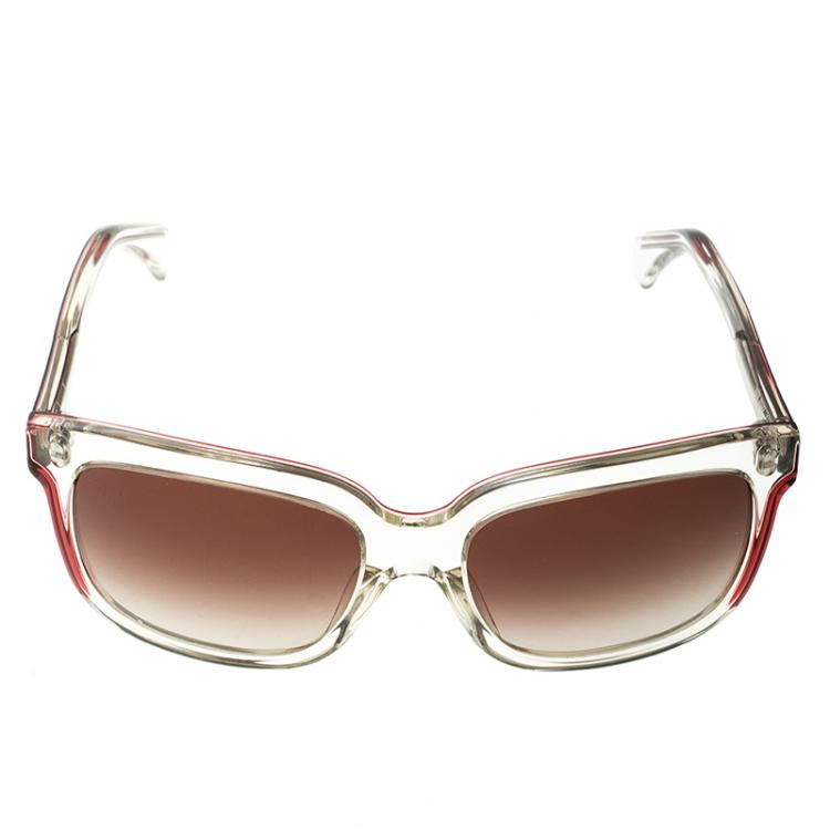 Pre Owned Alexander McQueen White Transparent/Brown Gradient AMQ4213/S Wayfarer Sunglasses