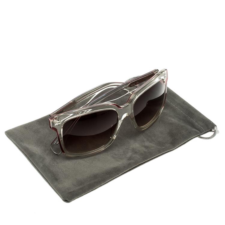 Pre Owned Alexander McQueen White Transparent/Brown Gradient AMQ4213/S Wayfarer Sunglasses