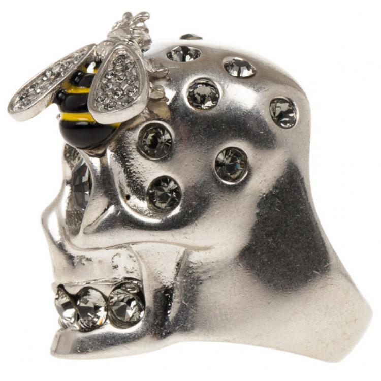 Pre Owned Alexander McQueen Bee Skull Ring Size 52