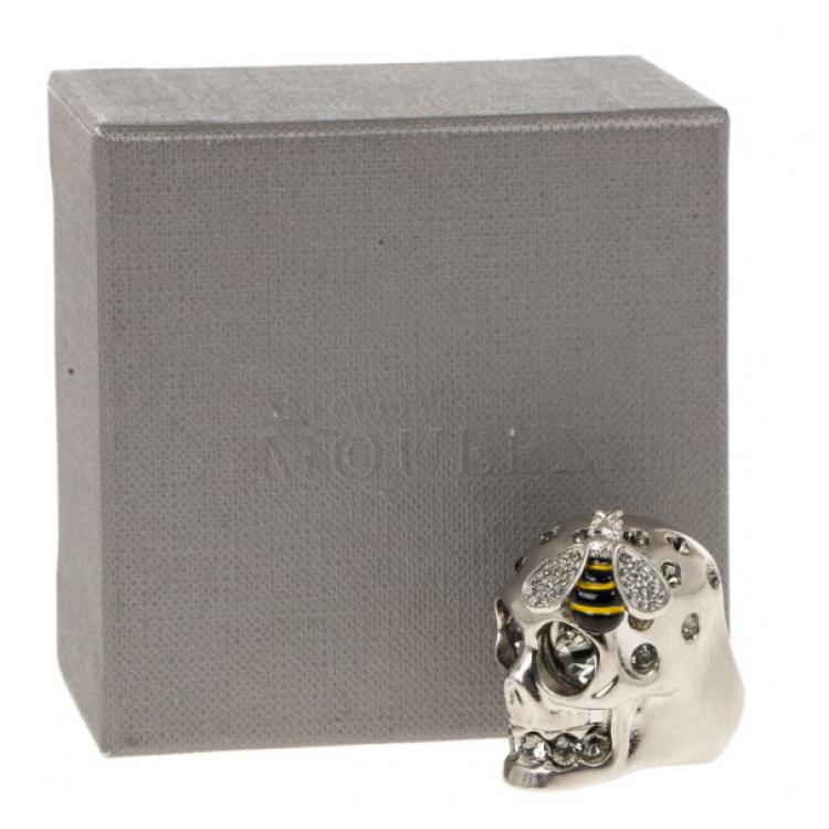 Pre Owned Alexander McQueen Bee Skull Ring Size 52