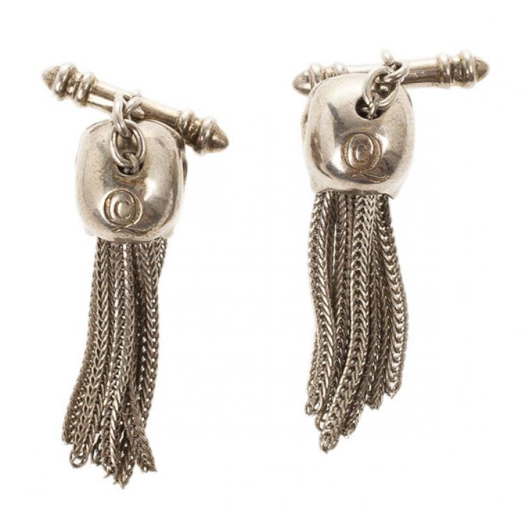 Pre Owned Alexander McQueen Skull Tassel  Silver Plated Cufflinks