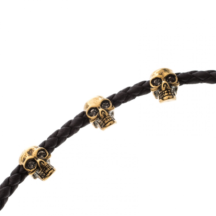 Pre Owned Alexander McQueen Jewel Friendship Adjustable Nappa Leather Bracelet