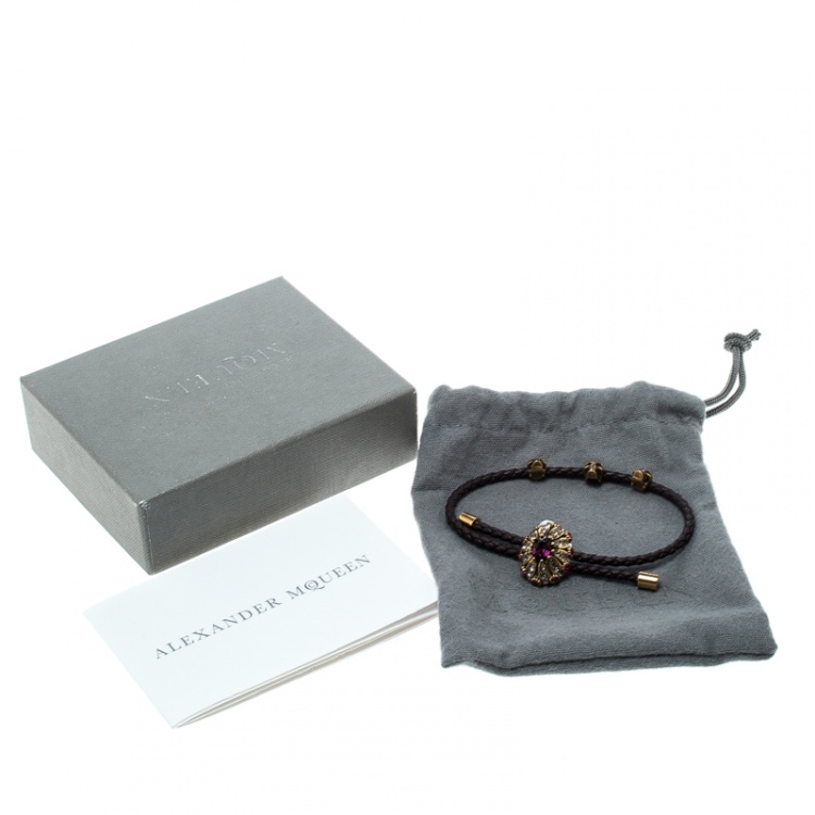 Pre Owned Alexander McQueen Jewel Friendship Adjustable Nappa Leather Bracelet