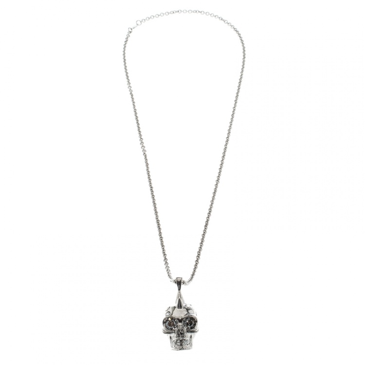 ALEXANDER MCQUEEN★素敵！SKULL LOGO SKULL CRYSTAL NECKLACE NEW $590 ALEXANDER MCQUEEN Gold Tone Brass SKULL LOGO SKULL