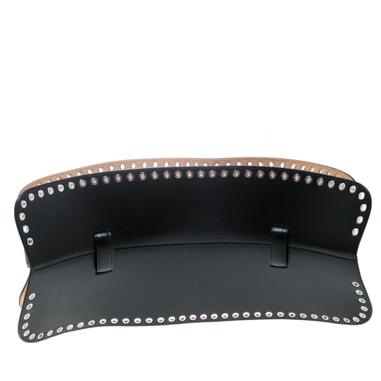 Pre Owned Alexander McQueen Black Leather Eyelet Corset Belt 85