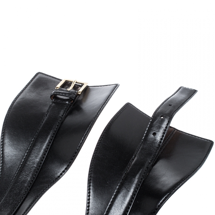 Pre Owned Alexander McQueen Black Leather Corset Belt Size 80 CM