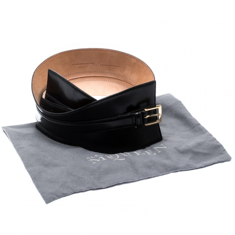 Pre Owned Alexander McQueen Black Leather Corset Belt Size 80 CM