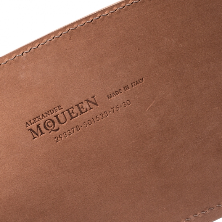 Pre Owned Alexander McQueen Beige Python Waist Belt 75CM