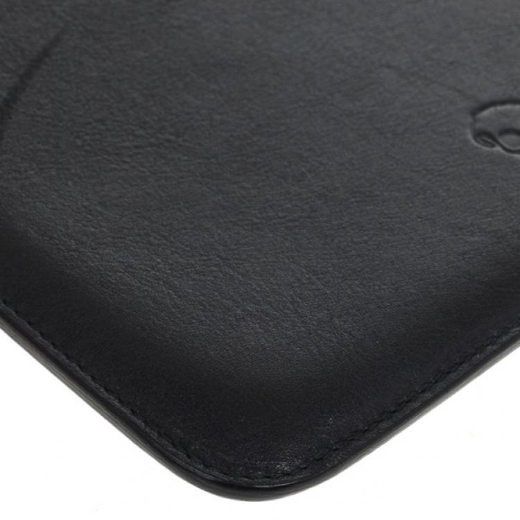 Pre Owned Alexander McQueen Black Leather Skull Embossed iPad Case
