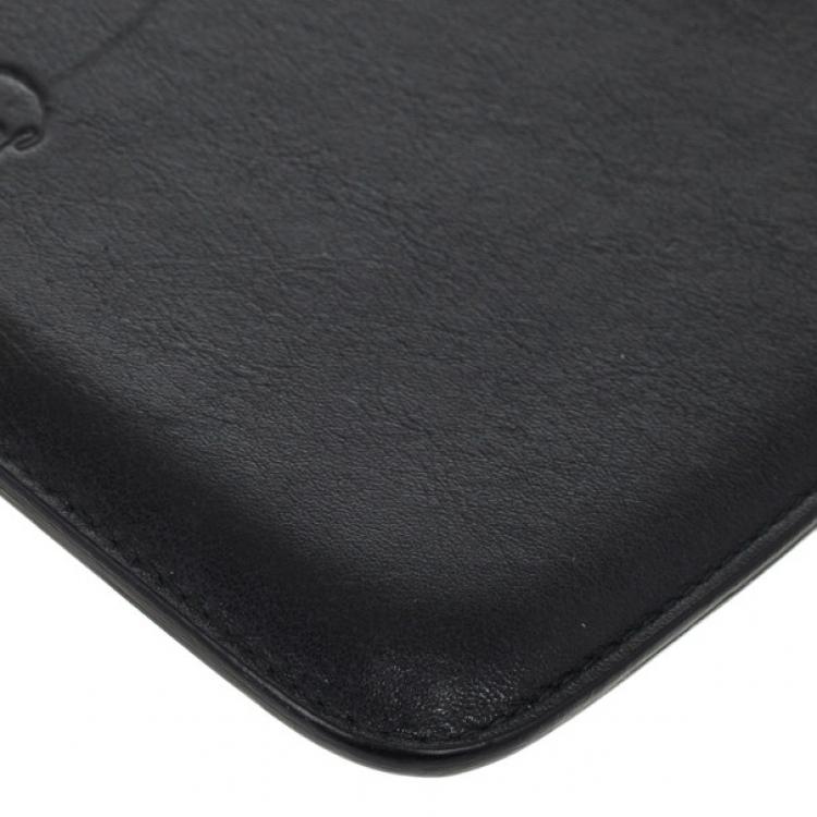 Pre Owned Alexander McQueen Black Leather Skull Embossed iPad Case