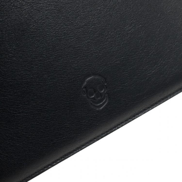 Pre Owned Alexander McQueen Black Leather Skull Embossed iPad Case