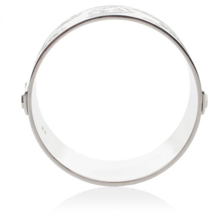 Pre Owned Alexander McQueen Skull-Print Enamel Bangle 20 CM