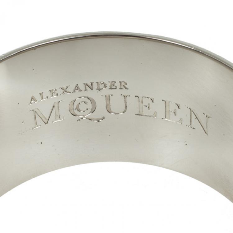 Pre Owned Alexander McQueen Skull-Print Enamel Bangle 20 CM
