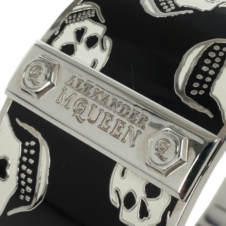 Pre Owned Alexander McQueen Skull-Print Enamel Bangle 20 CM