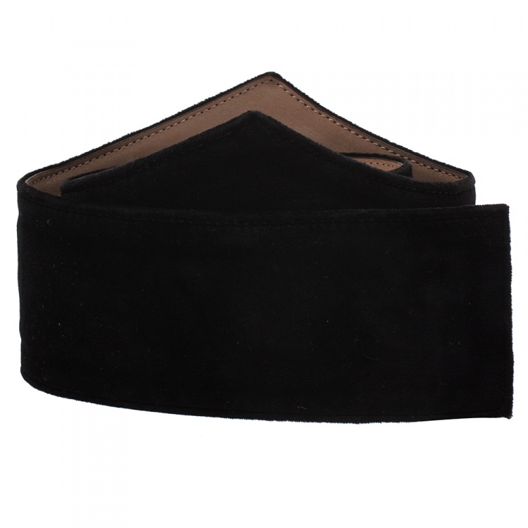 Pre Owned Alexander McQueen Black Velvet Waist Belt 70CM