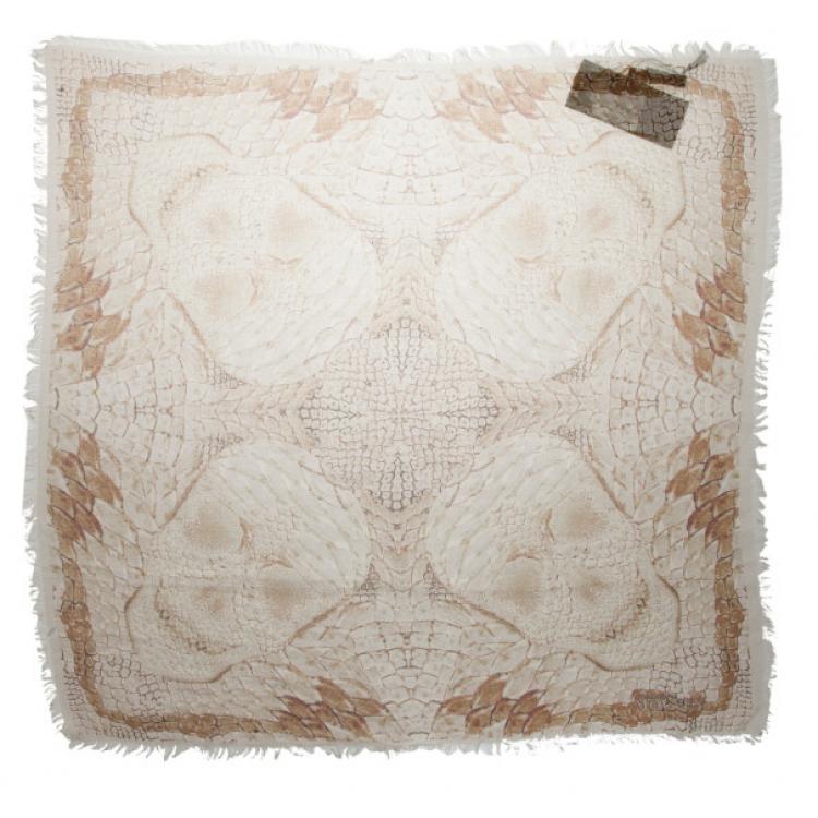 Pre Owned Alexander McQueen Beige Morphing Python Square Scarf