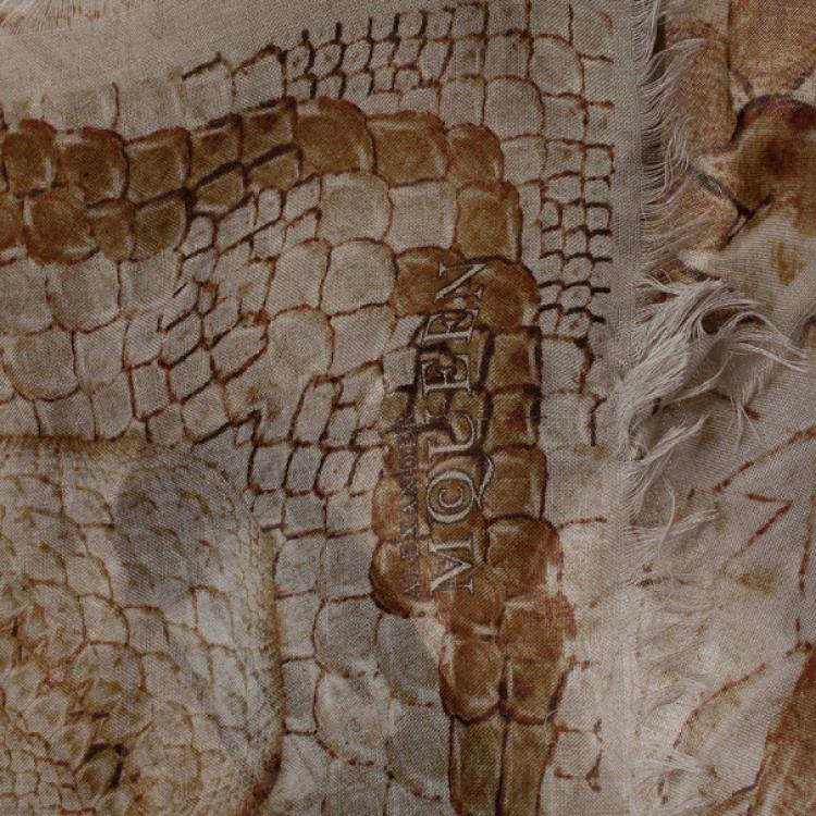 Pre Owned Alexander McQueen Beige Morphing Python Square Scarf