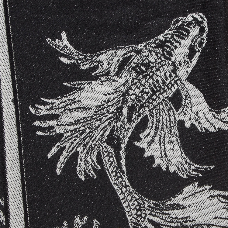 Pre Owned Alexander McQueen Black Skull Intarsia Wool Fringed Scarf