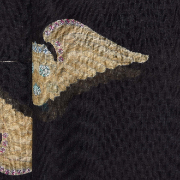 Pre Owned Alexander McQueen Black Winged Skull Print Modal & Cashmere Scarf