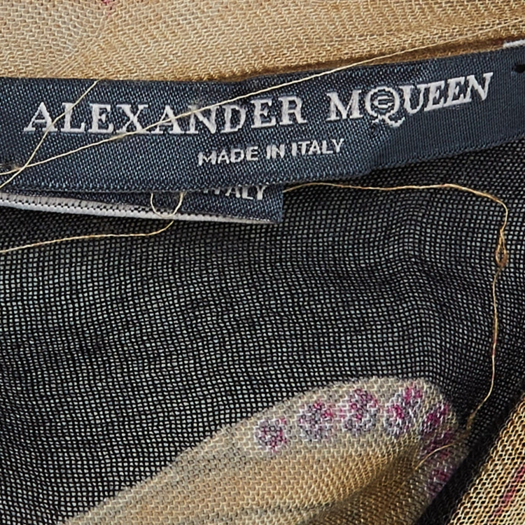 Pre Owned Alexander McQueen Black Winged Skull Print Modal & Cashmere Scarf