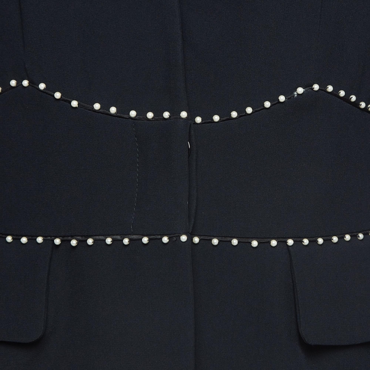 Pre Owned Alexander McQueen Black Pearl Embellished Crepe Blazer M