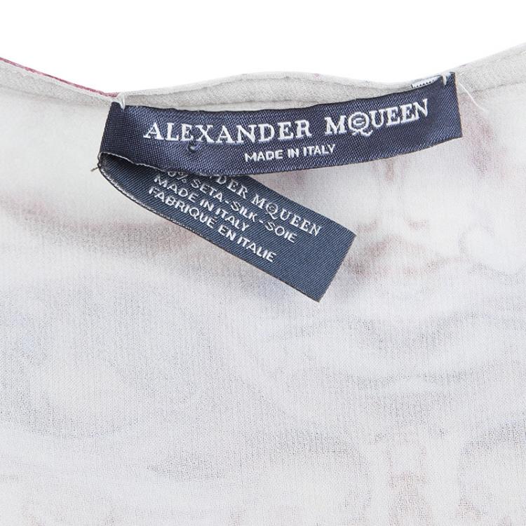 Pre Owned Alexander McQueen Multicolor Printed Silk Oversized Draped Shrug (Free Size)