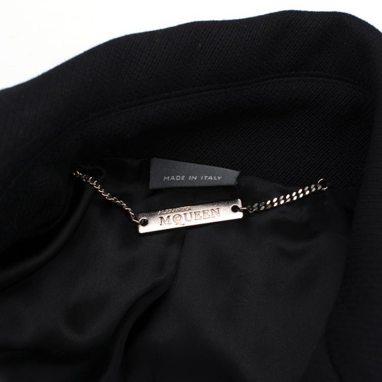 Pre Owned Alexander McQueen Black Wool Peplum Jacket L