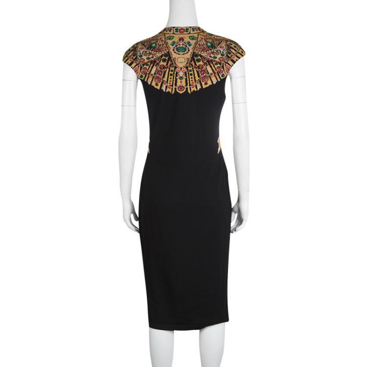 Pre Owned Alexander McQueen Multicolor Jacquard Knit Cap Sleeve Midi Dress S