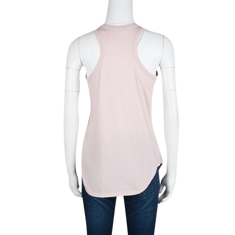 Pre Owned Alexander McQueen Pale Pink Embellished Tank Top S