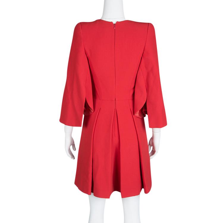 Pre Owned Alexander McQueen Red Knit Kimono Sleeve Dress S
