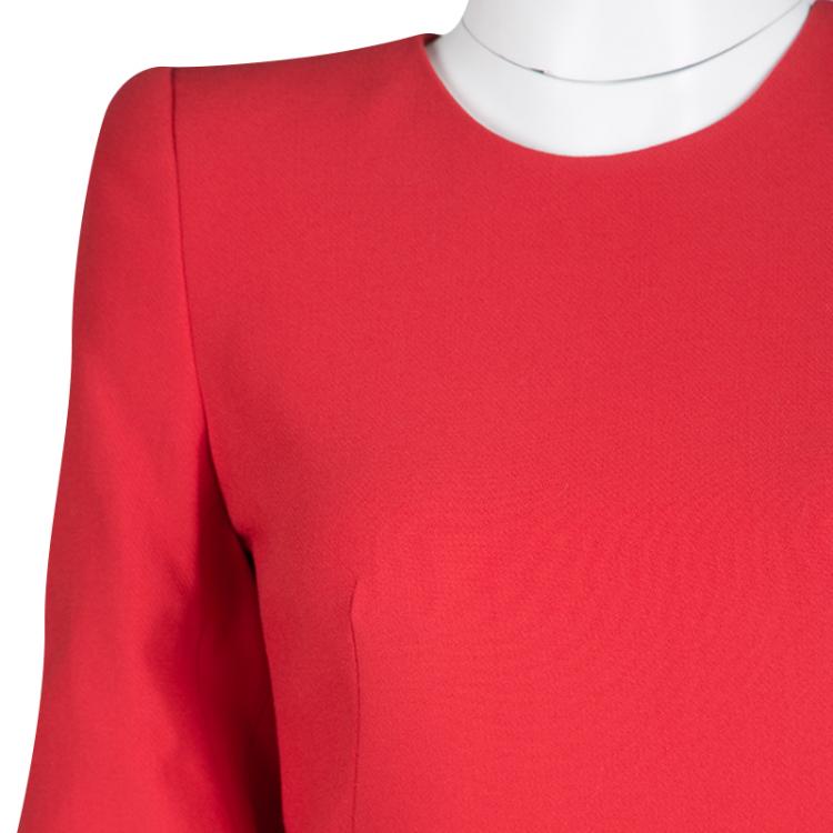 Pre Owned Alexander McQueen Red Knit Kimono Sleeve Dress S