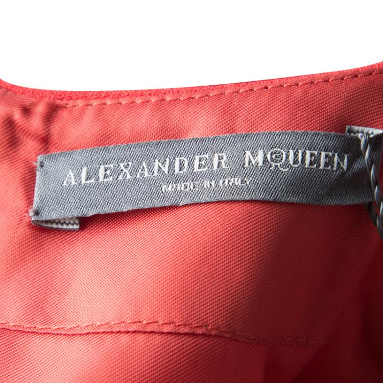 Pre Owned Alexander McQueen Red Knit Kimono Sleeve Dress S