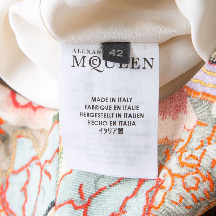 Pre Owned Alexander McQueen Floral Kaleidoscope Print Sleeveless Belted Cocktail Dress M