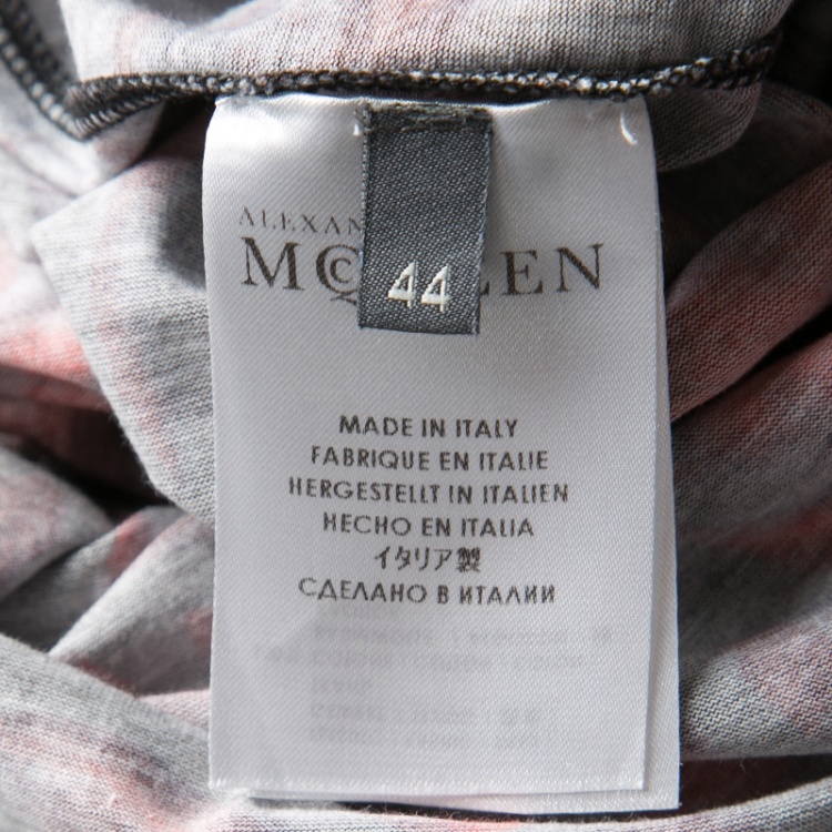 Pre Owned Alexander McQueen Dark Grey Floral Printed Jersey Racer Back Tank Top  M