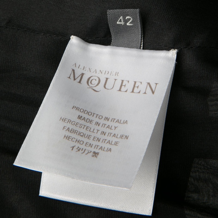 Pre Owned Alexander McQueen Gold and Black Honeycomb Pattern Jacquard Strapless Corset Top M